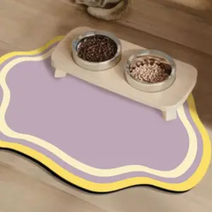1pc Fresh Cloud Style Pet Cat Dog Diatom Mud Anti-Spill Feeding Mat, Durable and Dirt-Resistant, Ideal for Pets' Mealtime