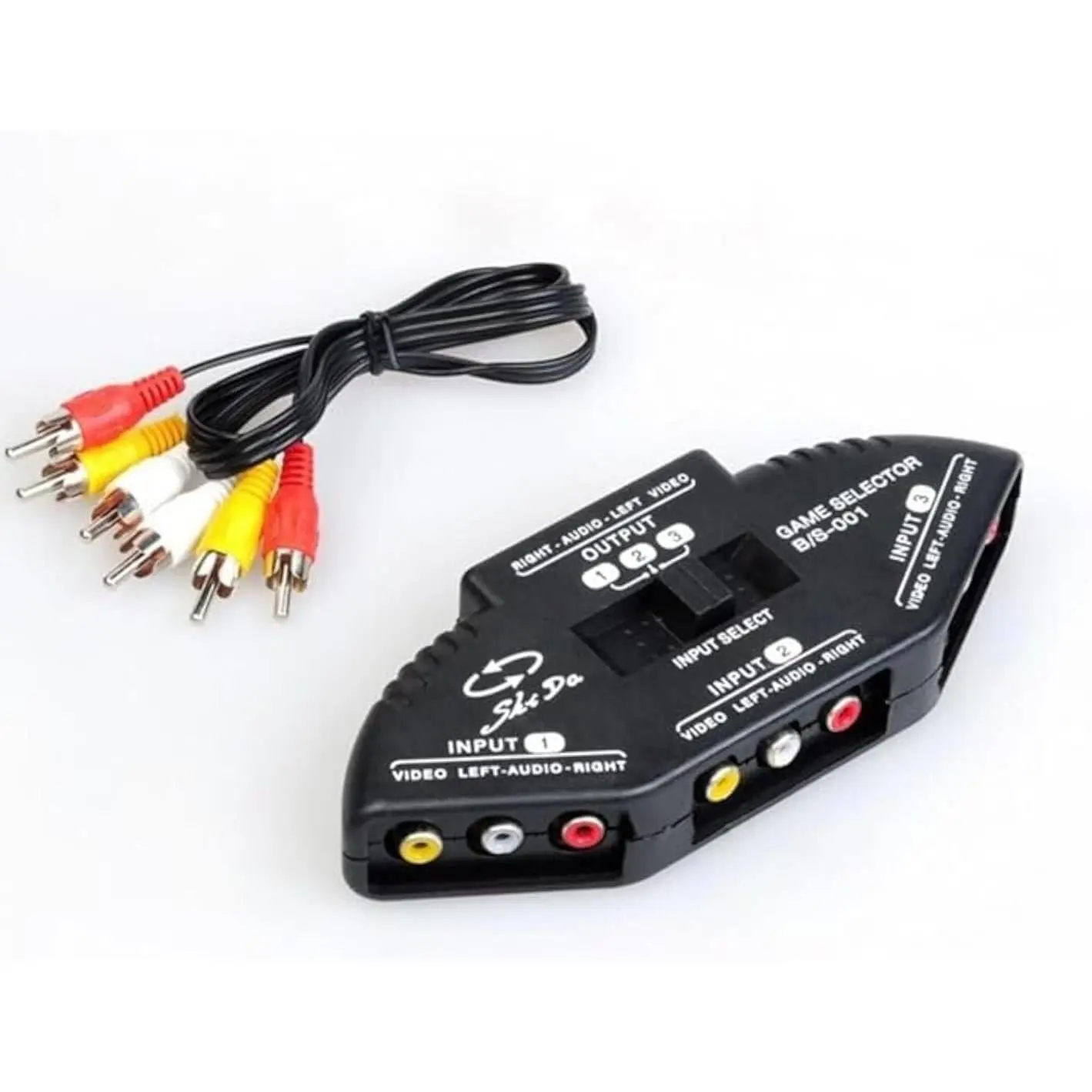 3-Way RCA Audio Video Switcher, Multi-Input RCA Ports Single Unit AV Splitter Converter Box for TV, Game Selector (Home Supplies)