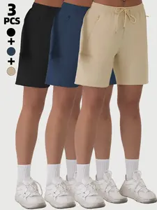 Women's Three-Piece Workout Shorts Set, Loose Fit, Multi-Pocket, Breathable Quick-Dry, Outdoor Casual Five-Quarter Pants