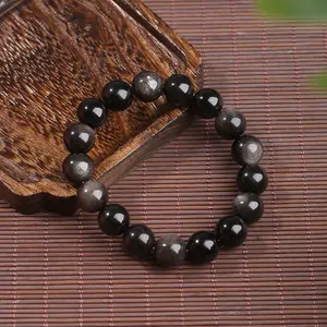 【Sliver sheen Obsidian】Sliver sheen Obsidianbracelet as a gift for friends or a couple's bracelet