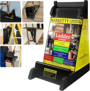 Ladder Leveler, 5-in-1 Ladder Tool, Ladder Stabilizer with Storage, Ladder Levelers for Stairs and Extension Ladders, Easy to Use Without Installation, Conquer Uneven Ground