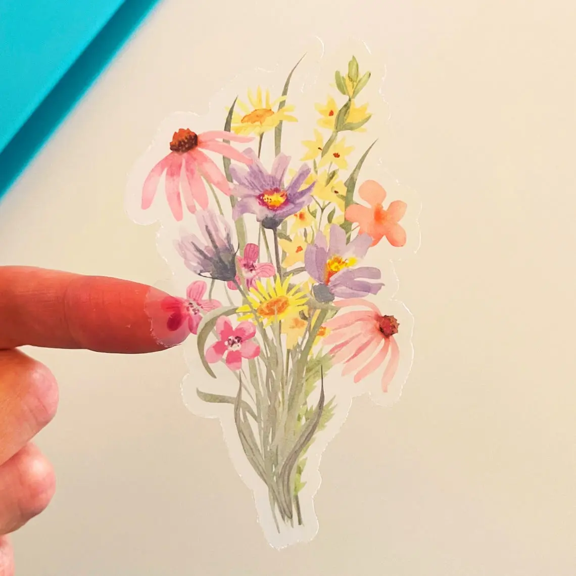 Transparent Wildflower Bunch Sticker - Clear Design with Natural Flower Elements