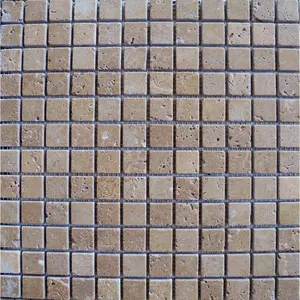 Noce Travertine 1x1 Tumbled Mosaic Tile