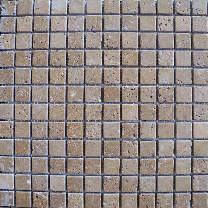 Noce Travertine 1x1 Tumbled Mosaic Tile