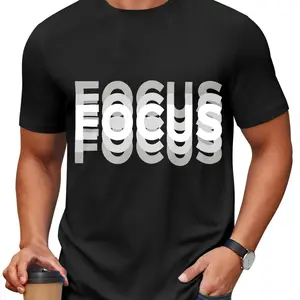 Men's Focus Kinetic Graphic Tee - Creative Motion Blur Typography Short Sleeve Streetwear T-Shirt