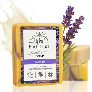 3 Large Lavender Goat Milk Soap Bars | Way Natural | 5 oz Bars | 100% REAL RAW GOAT MILK | Moisturizing Hand & Body Natural Soap | Nourishing and Long Lasting | Made is USA