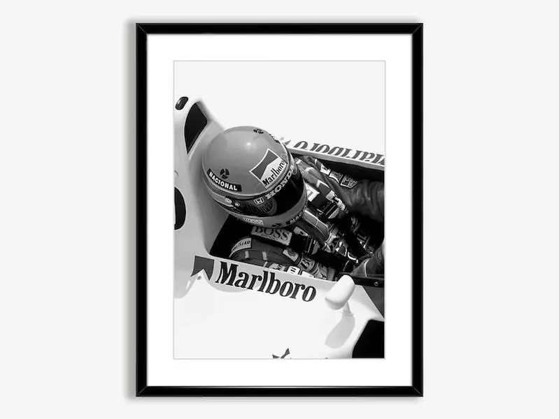 No Framed, Black and White Vintage F1 Poster