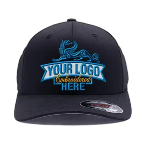 Custom Logo Embroid Flexfit hats. Upload your own logo