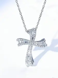 1 Pc Elegant Cubic Zirconia Necklace Pendant For Women For Valentine's Day Gift Engagement Anniversary Party Jewelry