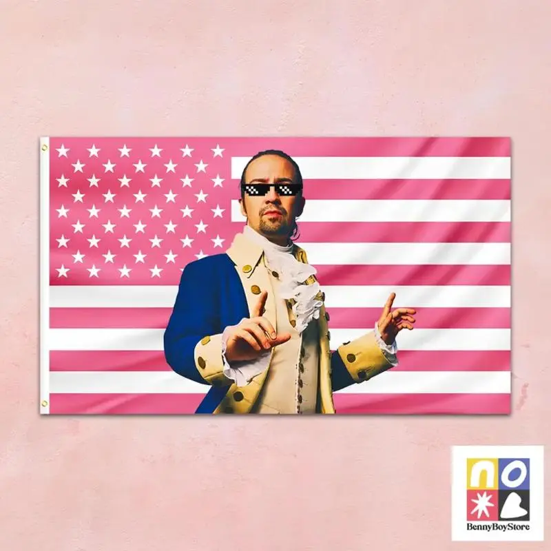 Alexander Hamilton Meme Fun Pink Patriotic Tapestry, Cool Sunglasses Founding Father Hamilton Mural, Music Gift Decoration