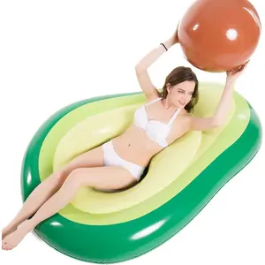 Inflatable Avocado Pool Float Floatie with Ball Water Fun Large Blow Up Summer Beach Swimming Floaty Party Toys Lounge Raft for Adults