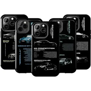 Sport Car Illustration Phone Case  – Sleek Black Auto Design Cover – Gift for Him, Gearheads, Streetwear & Racing Fans Suitable for iPhone 17-11 Pro Max/Plus and  Samsung Galaxy S23-25
