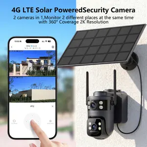 4G LTE Cellular Solar Security Camera No WiFi Outdoor IP66 waterproof with Spotlight 2K HD Clear Picture PlR MotionDetection Color Night Vision Black Security wireless Camera Dual lenses no dead ends Automatic Tracking wireless deals for you two-way audio