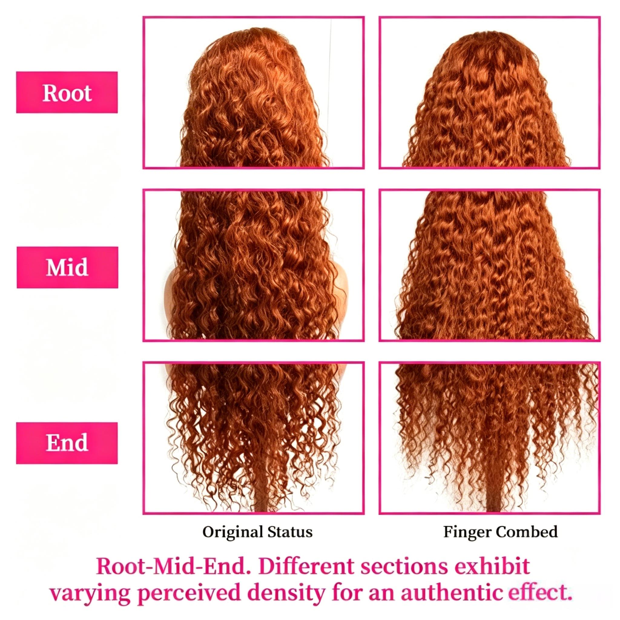 13x6 Ginger Orange Deep Wave Lace Front Wigs Human Hair Pre Plucked Ginger Wig Human Hair 350 Color Wet and Wavy Curly Wig 200% Density Deep Wave Wig