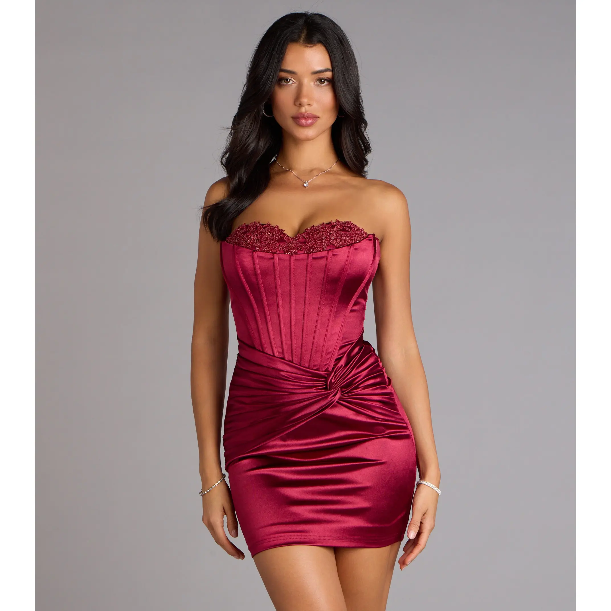 Alexia Satin Lace Bustier Mini Dress - TikTok Shop Alexia Satin Lace Bustier Mini Dress - TikTok Shop