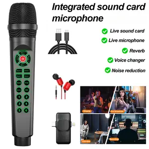 Live Podcast Equipment, Integrated Sound Card Microphone, Live Sound Card and Microphone 2-In-1, Noise Reduction, Dj Voice Control