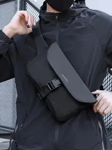 Men's Casual Solid Color Sling Bag, Fashionable Random Geometric Pattern Design Chest Bag for Daily Used, Casual Trendy Versatile High-quality Daily Commuting Bag, Adjustable Waistband Bag, Belt Bag, Casual Bum Bag