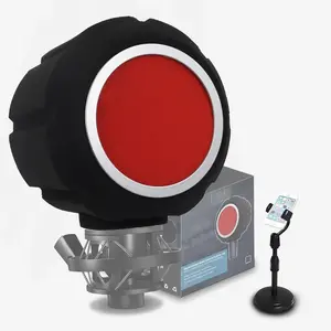 Microphone Isolation Ball, Mic Isolation Shield Suit for 1.77-2.36 inch, Pop Filter Isolation Ball with Adjustable Phone Holder for Record Studios, Sound-Absorbing  Reduces Noise and Reflections