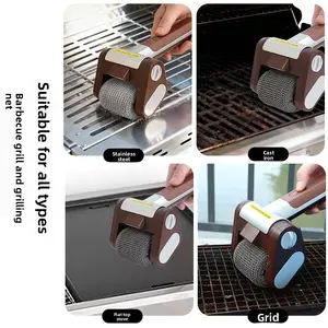 304 Stainless Steel Wireless Rechargeable BBQ Cleaning Brush Detachable Roller Outdoor Electric Grill Cleaner with Long Handle for Easy Use