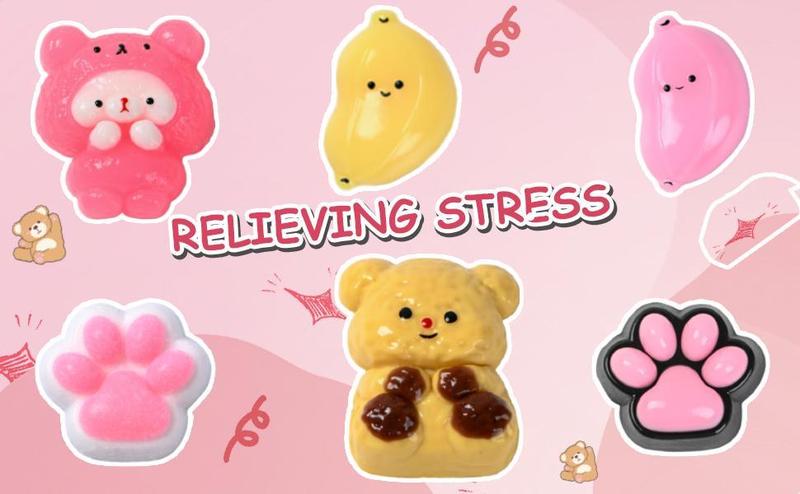 Taba Squishy Fidget Toys 6Pcs, Stress Relief Sensory Squeeze Toys for Kids & Adults, Kawaii Taba Squishies for Party Favors, Classroom, Valentine's Day Gifts, Goodie Bags Stuffers