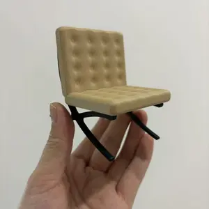 Mini Dollhouse Lounge Chair for Dolls - PLA material mini furniture chair, realistic dollhouse decoration, compatible with various dollhouse dolls, requires simple assembly (dark color) Miniature Furniture