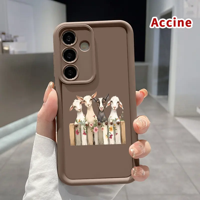 Compatible with Samsung Galaxy S24 Plus S25 S23 S22 Ultra S24+ Phone Case Goats by Fence Soft TPU Anti-Slip Rugged Durable Phone Cover for Boy, Smartphone, Handheld