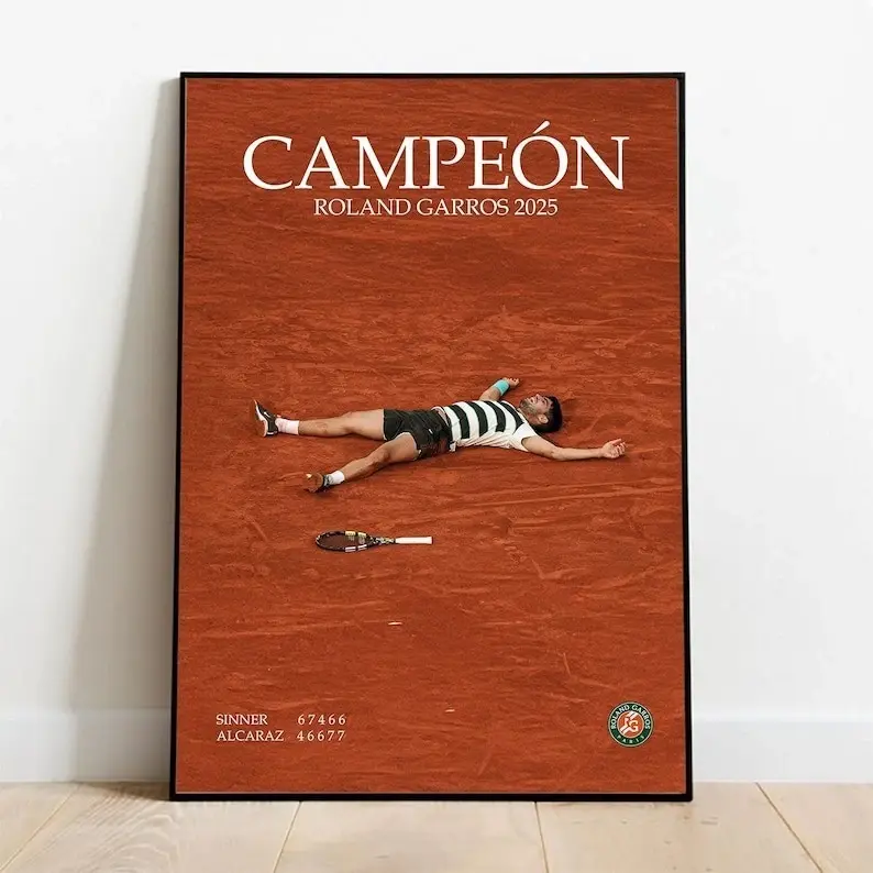 Carlos Alcaraz Poster – 2025 Roland Garros Champion – Tennis  Poster