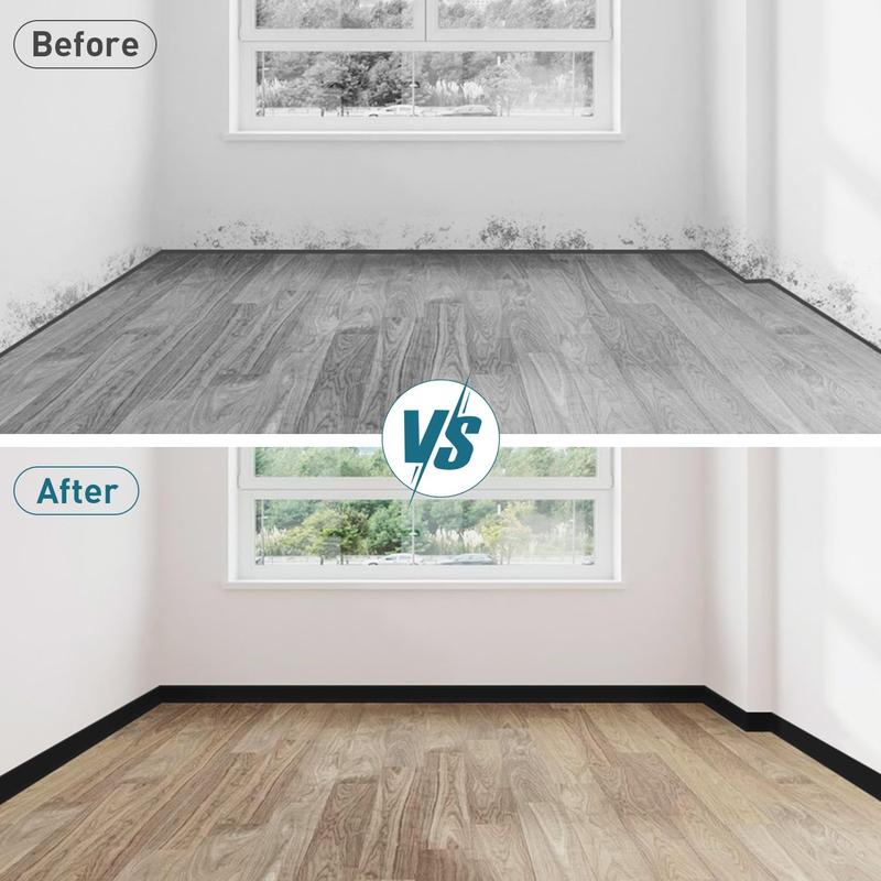 Flexible Baseboard Molding Trim, 4 Inch x 3.28  Vinyl Wall Base with Wider Self-Adhesive Peel and Stick Cove Base, Rubber Wall Base Moulding Trim,Black