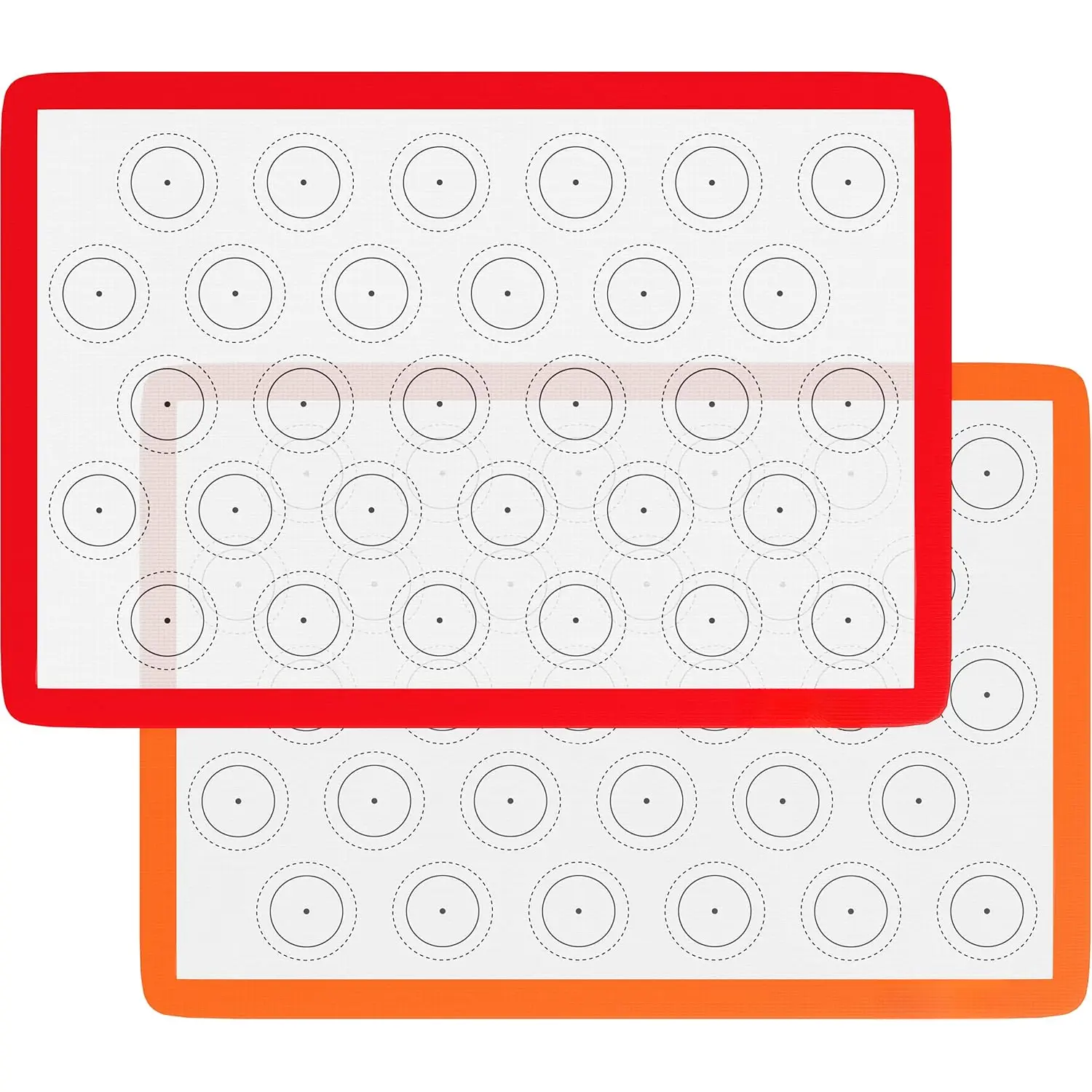 2-Pack Silicone Baking Sheet Set - No-Stick Cookie Sheets for Baking with Outlined Silicone Mats for Macarons, Pastries, Buns, Bread - 16.5"x11.6" Half, 11.5"x8.5" Quarter Sizes - 0.75mm Thick