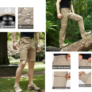 Cargo Convertible Pants Men Zip-off Hiking Pants,Quick Dry Travel Pants Anti-Sweat Pants, Space Saving Clothes Multi-Functional Bottoms Office to Trail, Backpacking Essential Hiking Gear  Trouser Plain Bestie Beige Khaki Mud Tropical Gamis sweatpantsmen
