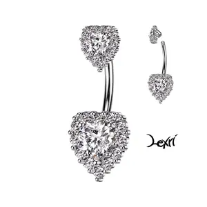 Clear Double Heart Button Ring