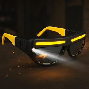 Rechargeable LED Motion Sensor Glasses Lamp, Hands-Free Head Light for Running,Camping,Night Work, 230° Wide Beam, 6 Modes