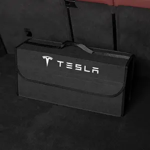Car Storage Bag Car Trunk Organizer Soft Felt Storage Box For Tesla Model 3 Model S Model X Model Y Cybertruck Roadster SpaceX
