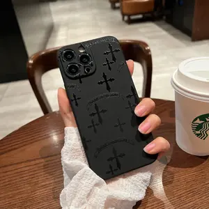 Suitable for iPhone 16 15 14 13 12 11 Black Cross Silicone Shockproof Phone Case, iPhone 15 14 Plus Silicone Premium Men's and Women's Phone Cases