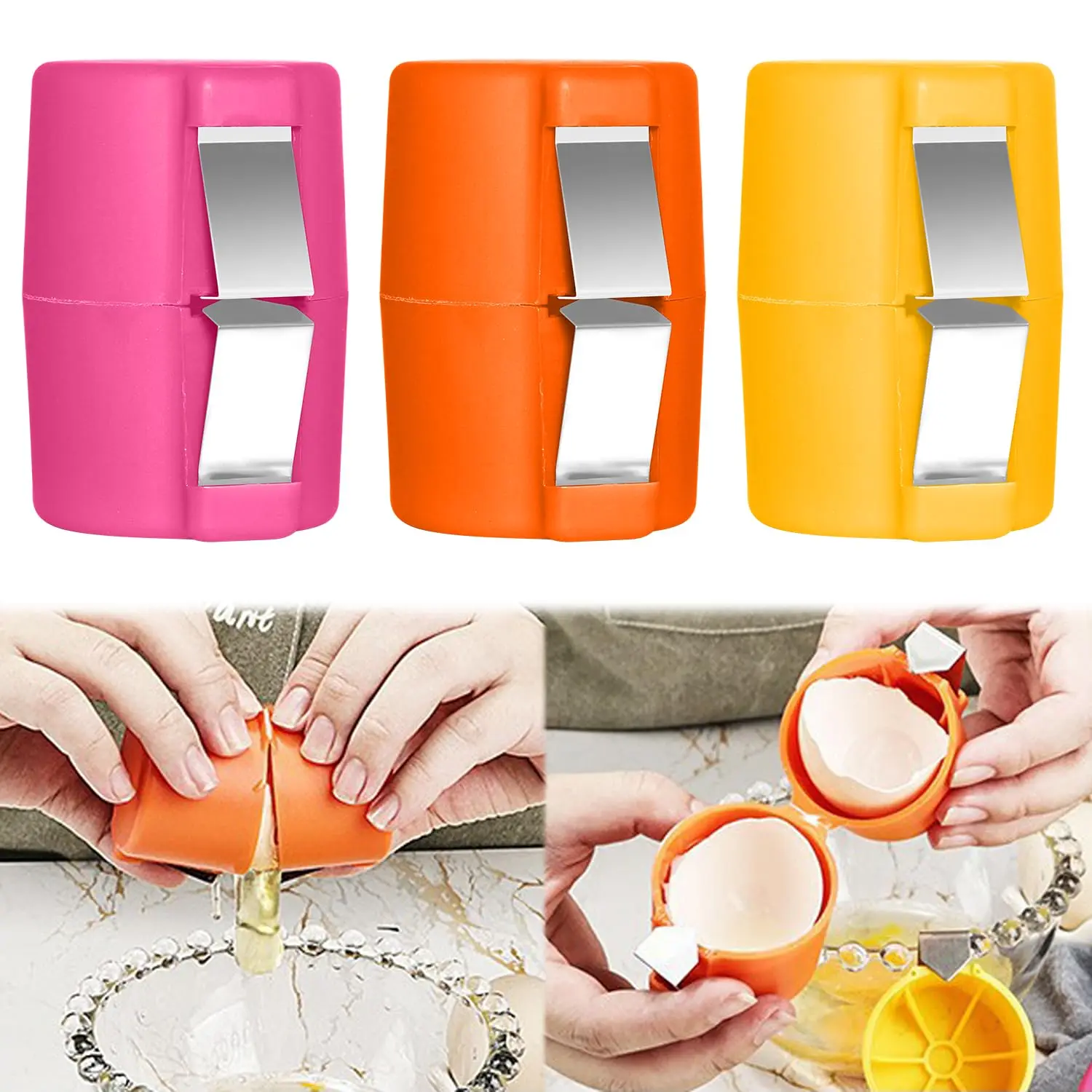 Egg Shell Opener Egg Separator for Raw Eggs,Hard Boiled Egg Peeler Egg Cube Egg Separator,Quickly Cutting Off Cooked Eggs,Stainless Steel Eggshell Breaker Egg Shell Cutter Kitchen Gadgets