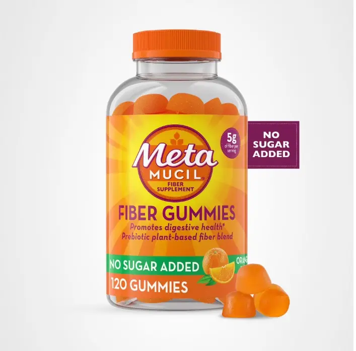 Metamucil Fiber Gummies, Orange Flavor, 120 Count