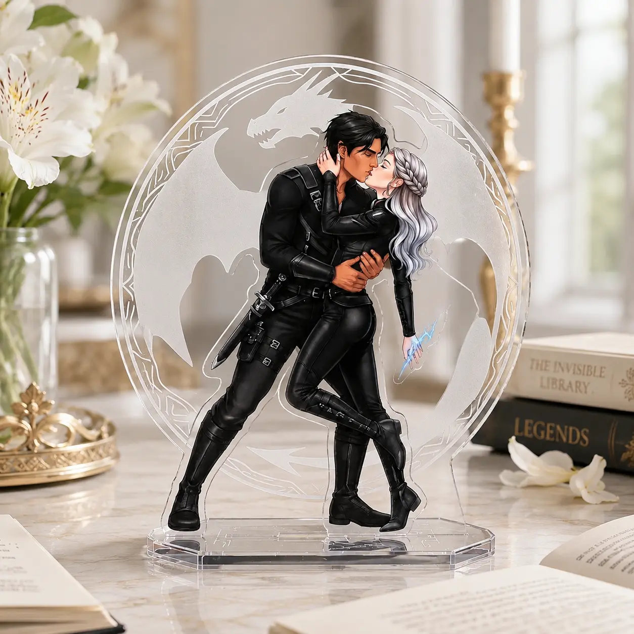 Couple Kiss Bookend Standee, 4th Wing Inspired Acrylic Standee, Acrylic Gift for Friend, Dark Romance