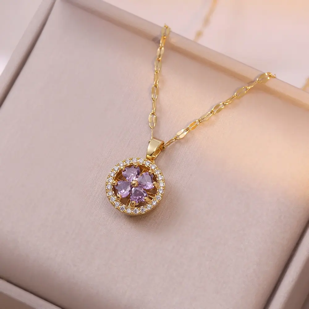X0059 Gold Purple Necklace