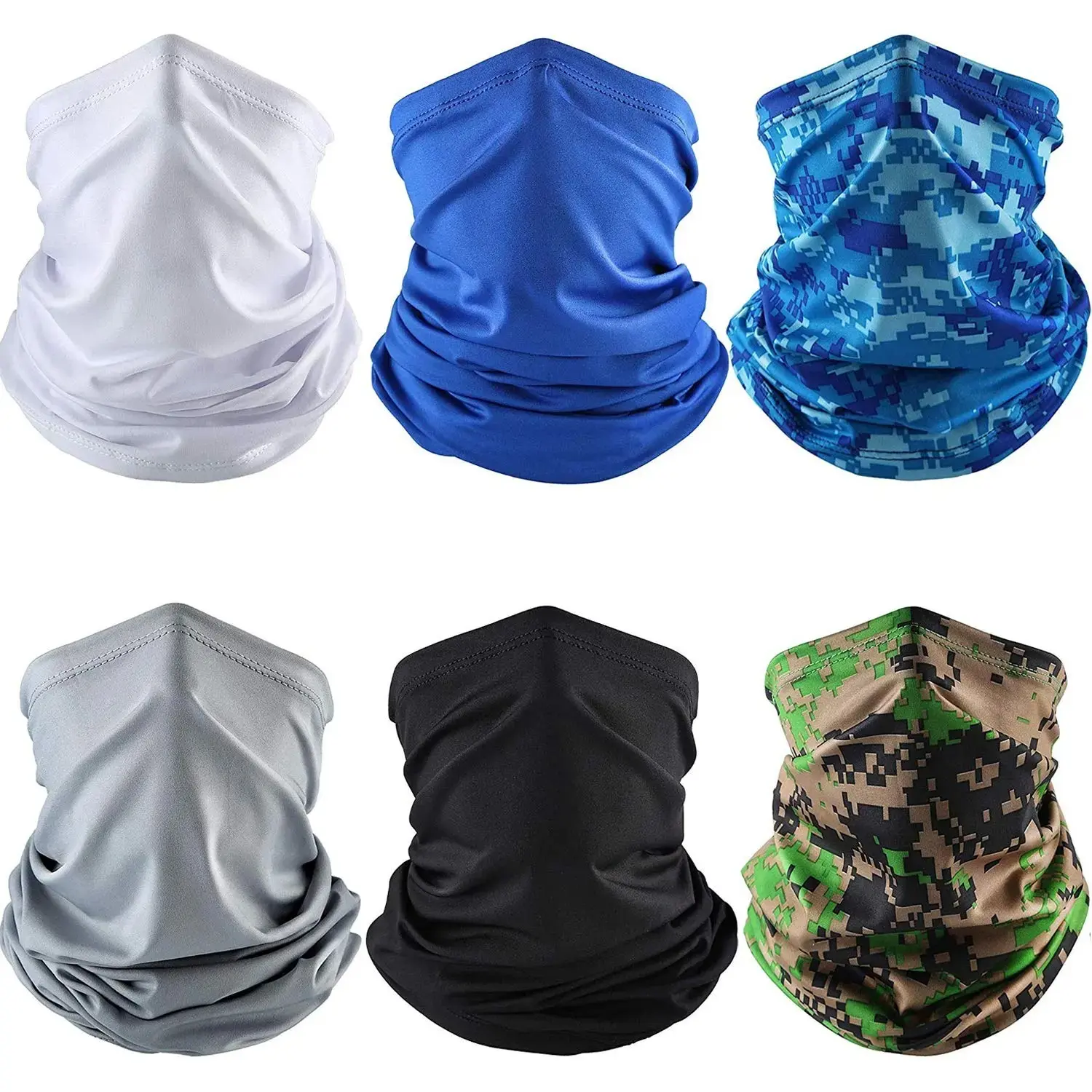 6 Pack Neck Gaiter Balaclava Face Mask UV Protection Breathable Outdoor Sports Bandana for Men Women Cycling