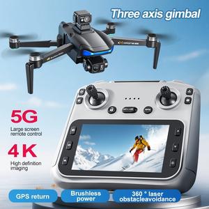 AeroVibe.2025-V06S latest three-axis gimbal GPS/4K drone,Camera for Adults 1080P, 4.5"LCD Screen Control and Follow Me, 5GHz FPV Real-Time and GPS Auto Return, Up to 32G SD Card, RC Quadcopter drone Beginner, Long Flight Time Under 242g.
