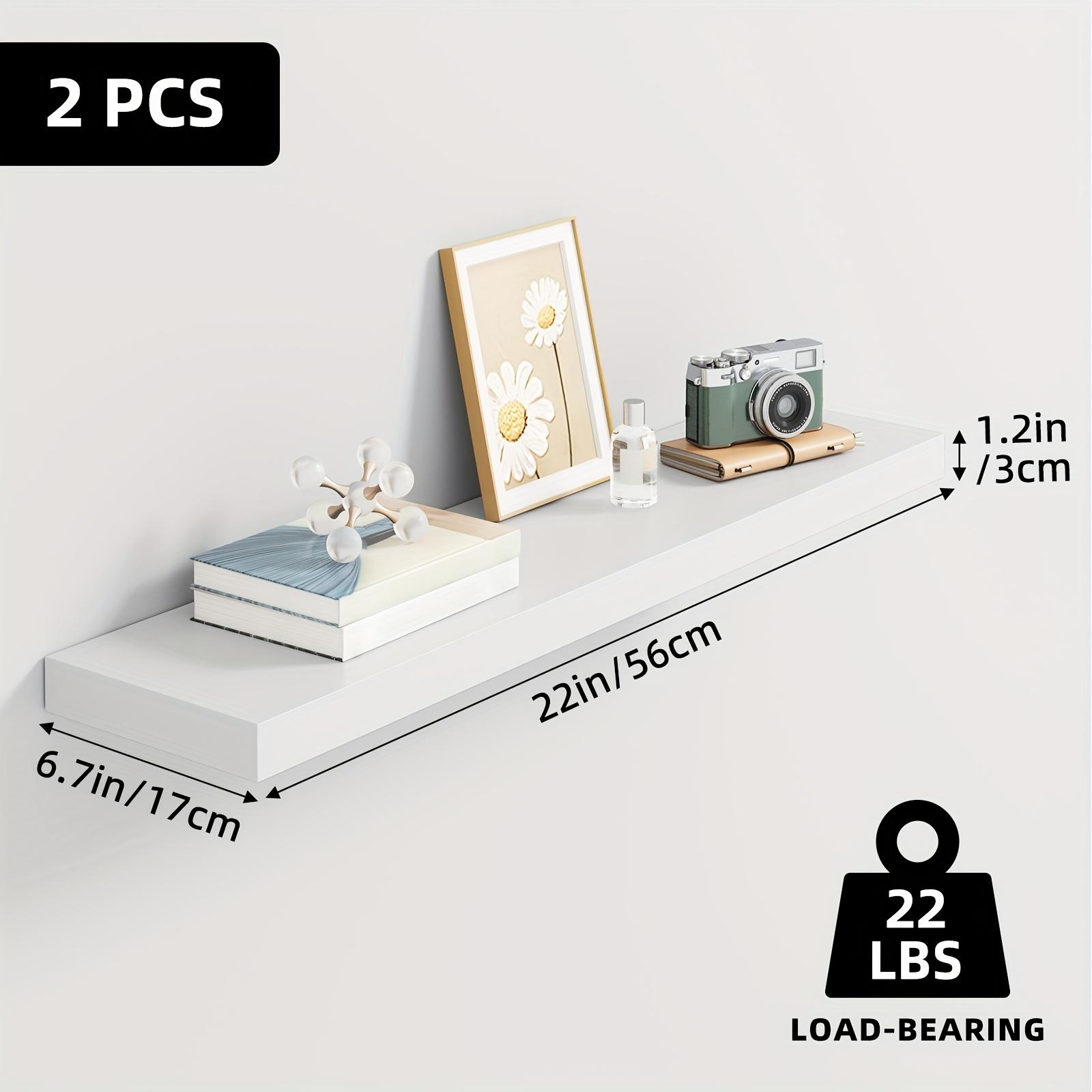 TOMNK 2/4/6pcs Floating Shelves, 15.7"/19.7"/ 22" Wood Hanging Shelf for Wall, Hanging Book Shelf for Wall Home Decor Living Room And Kitchen, Heavy Duty, Mounted Wood Shelves for Books, Bathroom, Storage Over Toilet