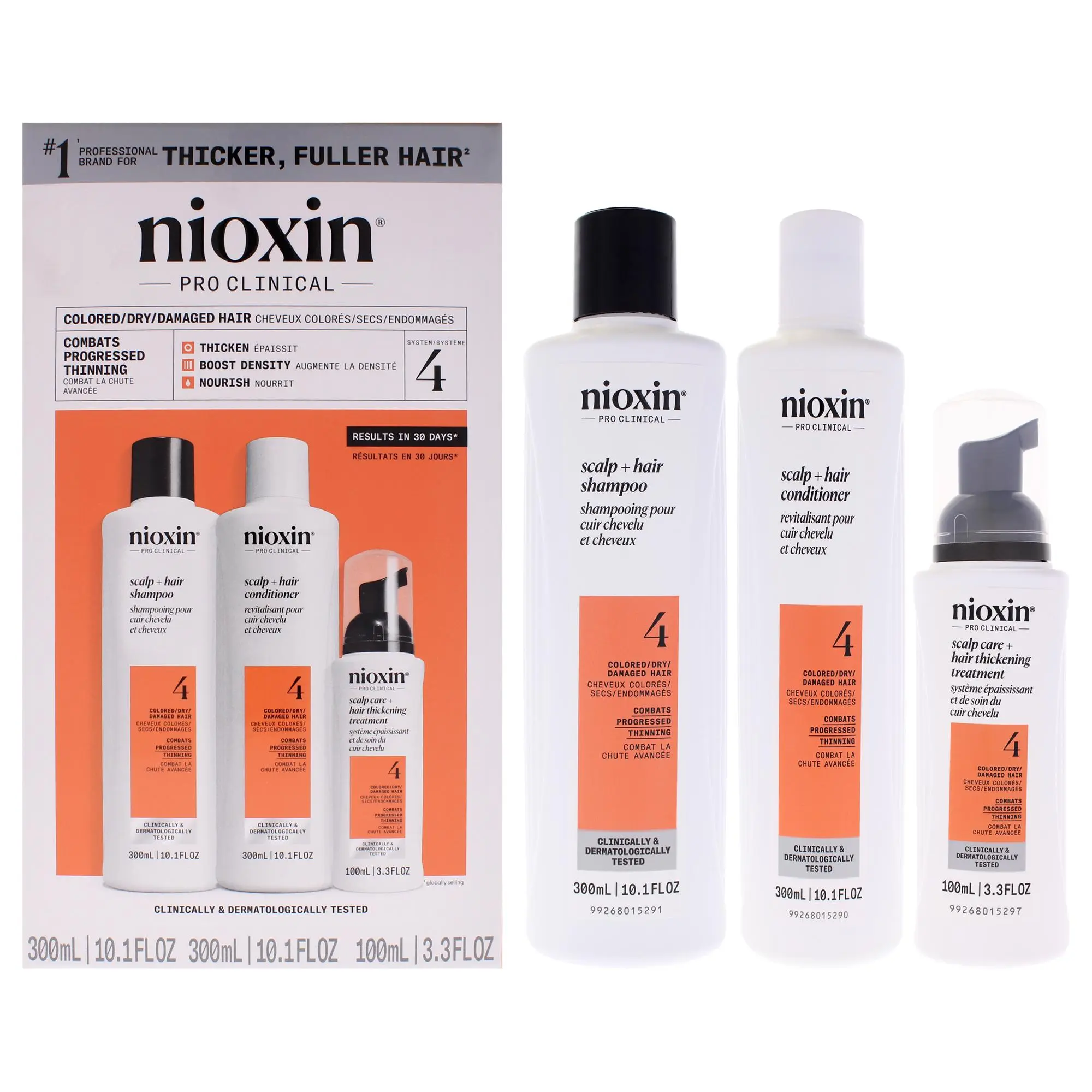 System 4 Kit by Nioxin for Unisex - 3 Pc 10.1oz Cleanser Shampoo, 10.1 oz Scalp Therapy Conditioner, 3.38oz Scalp and Hair Treatment