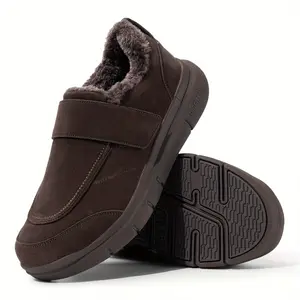 FitVille Wide Width Mens Slippers Non Slip Plush House Shoes With Adjustable Strap Indoor & Outdoor Winter Slippers With Arch Support - Casual Air Cushion V2