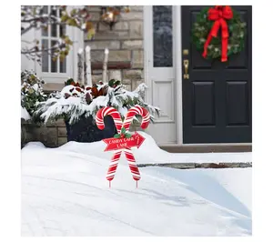 Glitzhome 30"H Metal Christmas Candy Canes Garden Stake