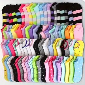 Women's Breathable and Comfortable Short Socks, Featuring Youthful and Fun Striped and Polka Dot Patterns, Available in Multiple Colors for Versatile Use in Both Casual and Formal Settings, A Cute Everyday Sock Series, Made of High-qua