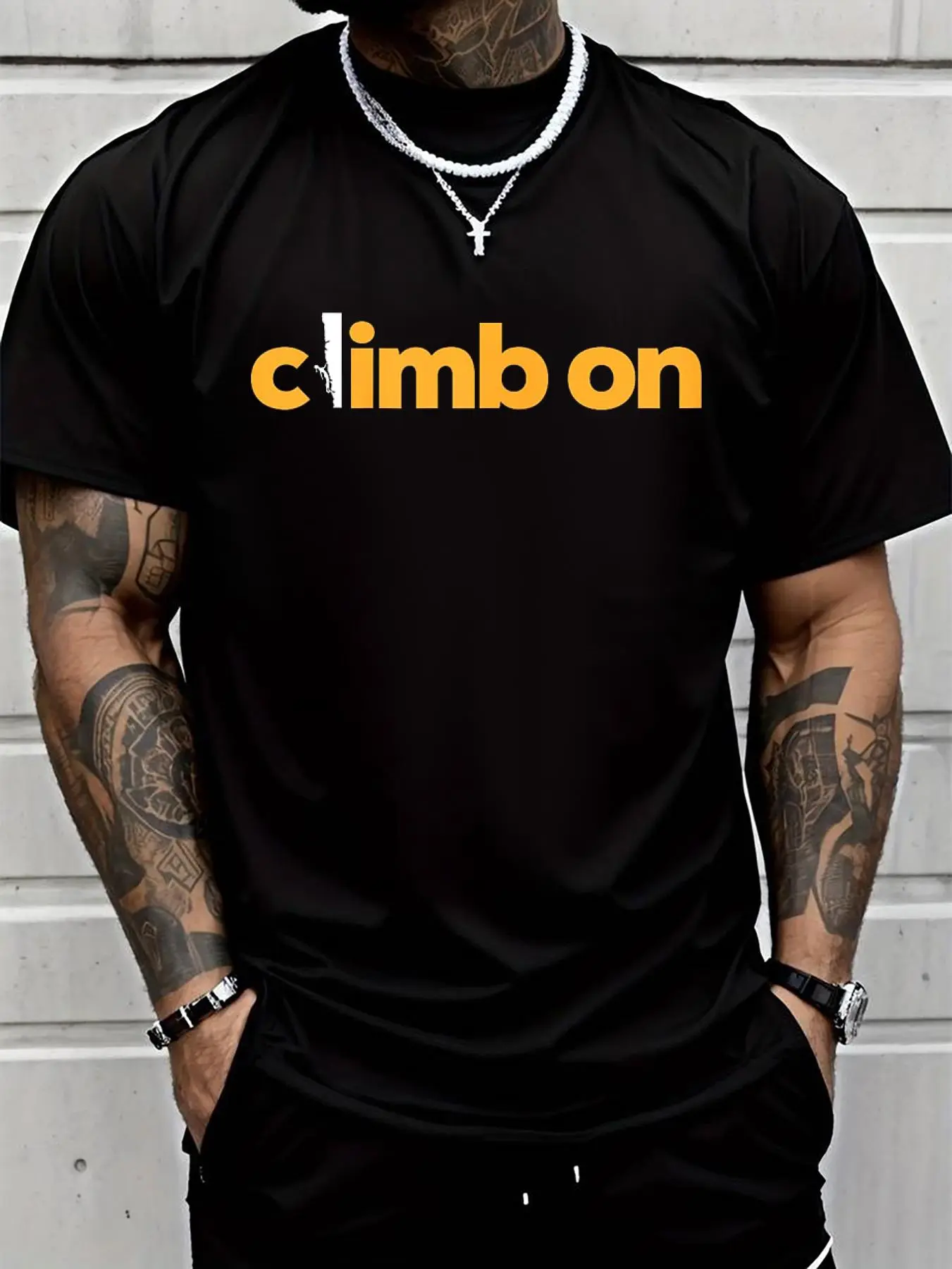 100% cotton Climb On Rock Climbing Gift, Bouldering, Lead Trad Climber T-Shirt Men Graphic T-Shirt Cotton Print short Sleeve Casual Top, Summer Tee Mens Tops