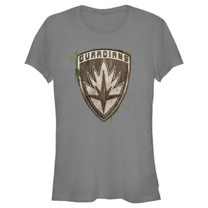 Juniors Womens Marvel: I am Groot Guardians of the Galaxy Wood Moss Logo T-Shirt