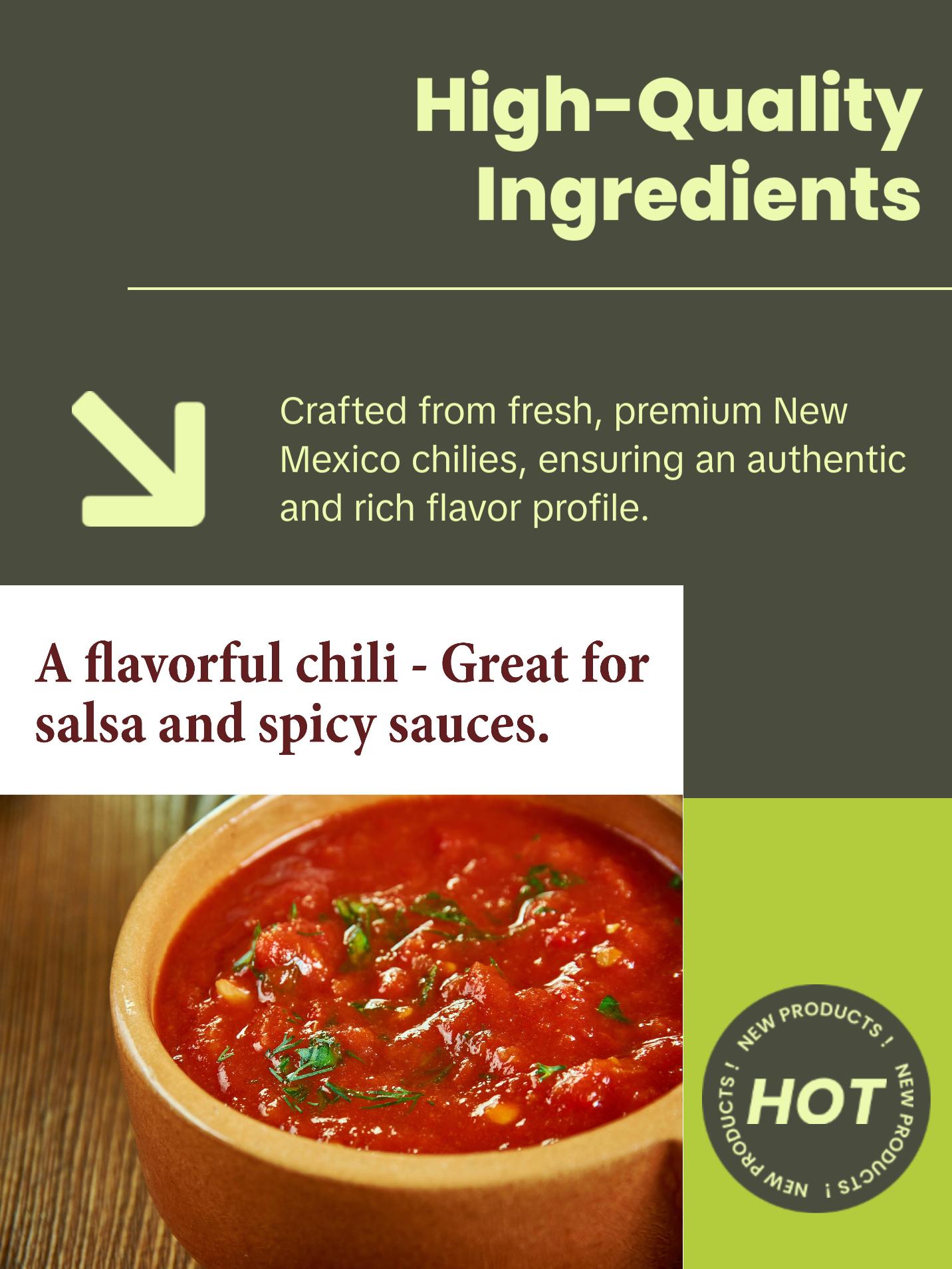 The Spice Way New Mexico Chili Powder - Pure & Premium Cayenne Pepper Seasoning - Oil Free Non-GMO