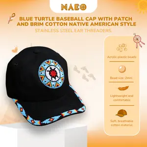 Blue Turtle Cap – Tribal Patch Baseball Hat for Men & Women Brim Cotton Native Style