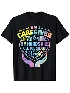 I Am a Caregiver See My Heart T-Shirt | Caregiver Appreciation Tee | Holographic Heart Hands Caregiver Gift Shirt